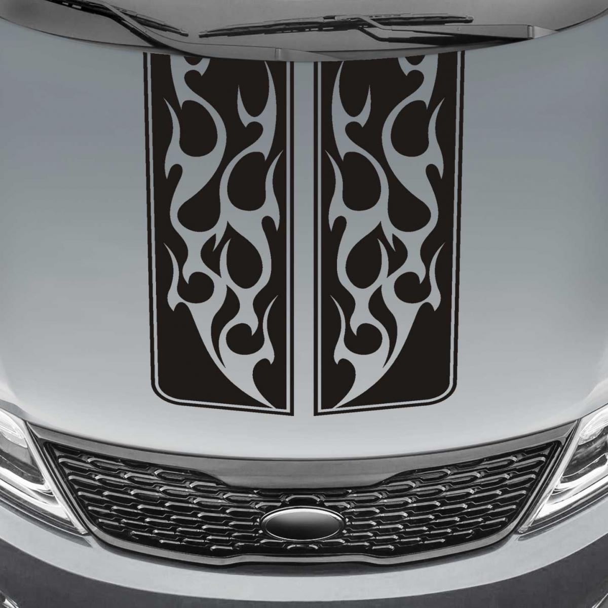 Tribal Flames Truck Hood Rally Racing Stripe Decal Ram F150 Silverado